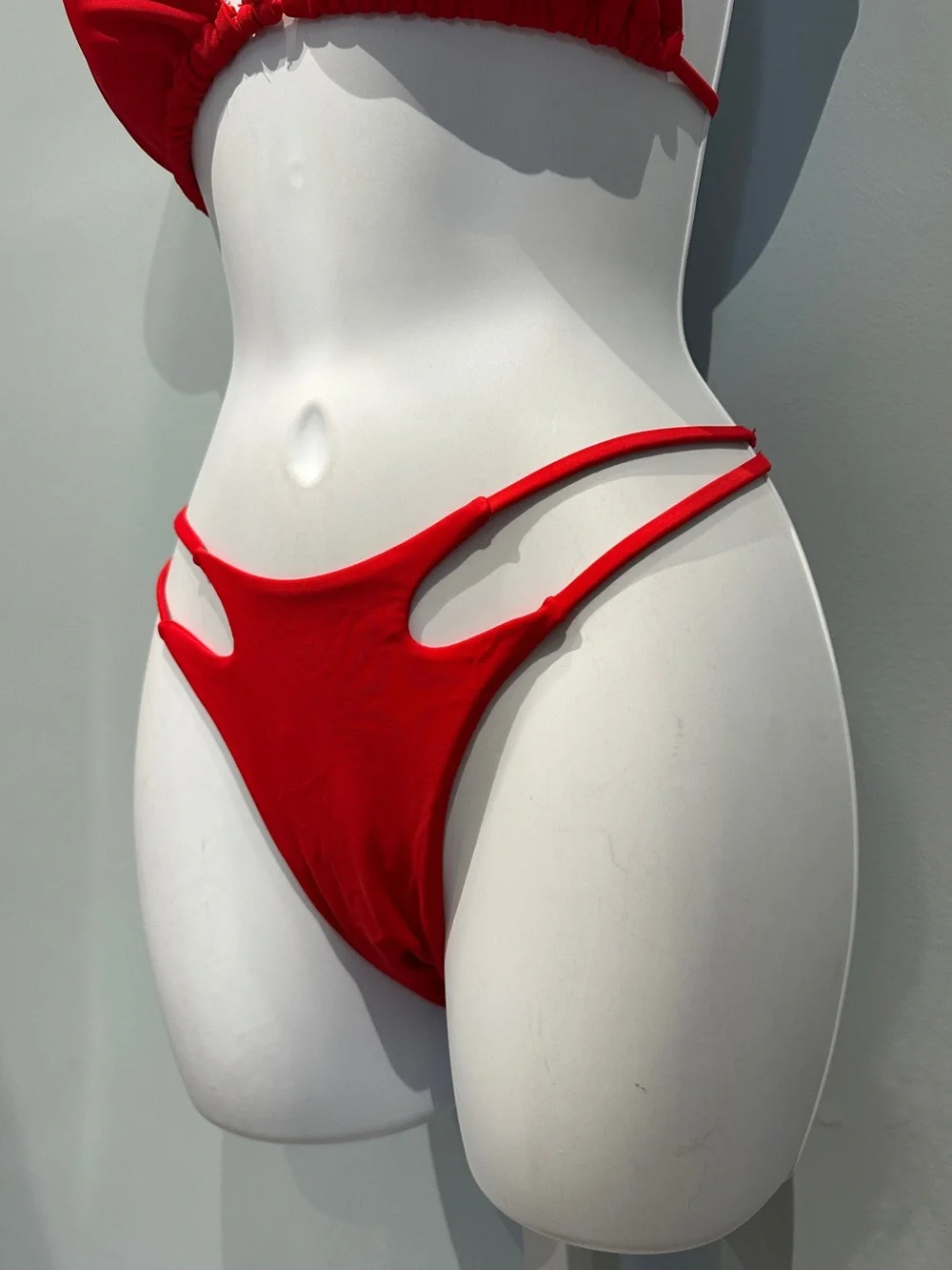 Red Strappy Triangle Cutout Bikini Small NWOT